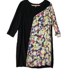 Corly Shift Dress Women Sz 14 Floral Abstract Mixed Media